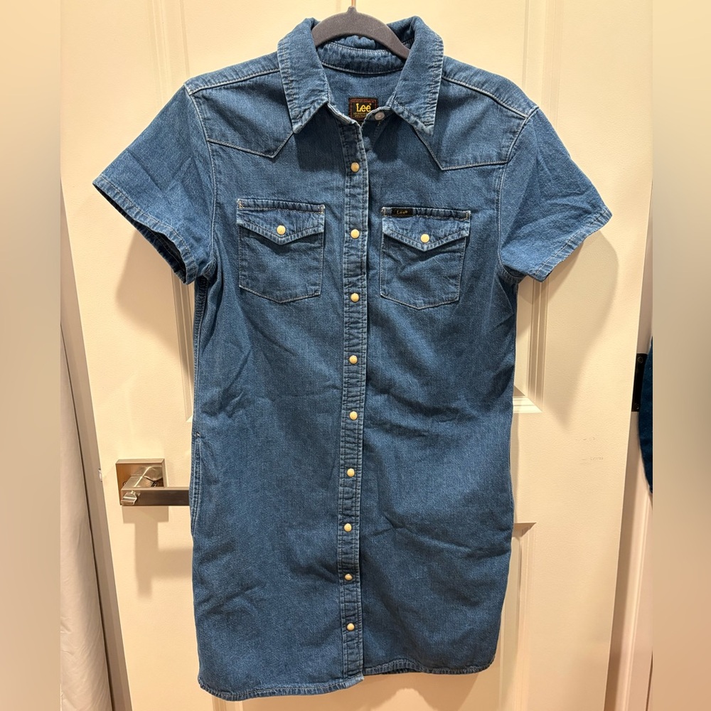 Vintage Lee Classic Blue Denim Dress, Snap Front